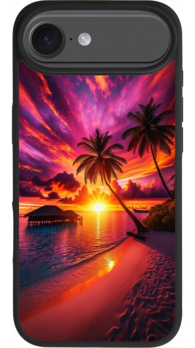 Coque iPhone Air - Silicone rigide noir Maldives Dusk Bliss