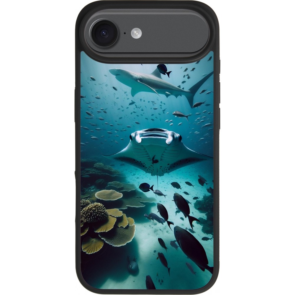 Coque iPhone Air - Silicone rigide noir Manta Lagon Nettoyage