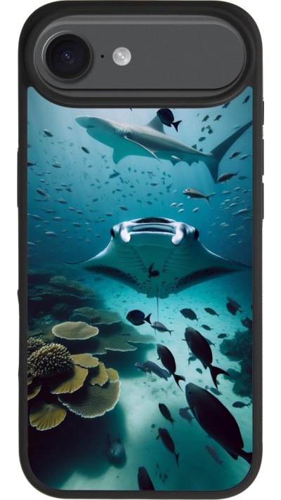 Coque iPhone Air - Silicone rigide noir Manta Lagon Nettoyage