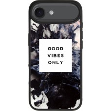 Coque iPhone Air - Silicone rigide noir Marble Good Vibes Only