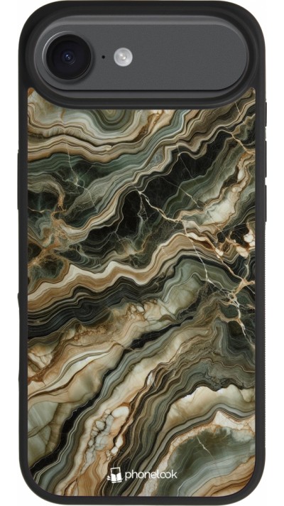 Coque iPhone Air - Silicone rigide noir Marbre Olive