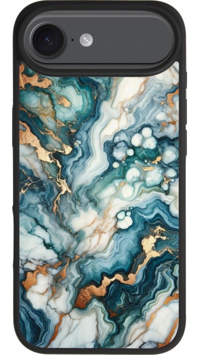 Coque iPhone Air - Silicone rigide noir Marbre Vert Bleu Doré