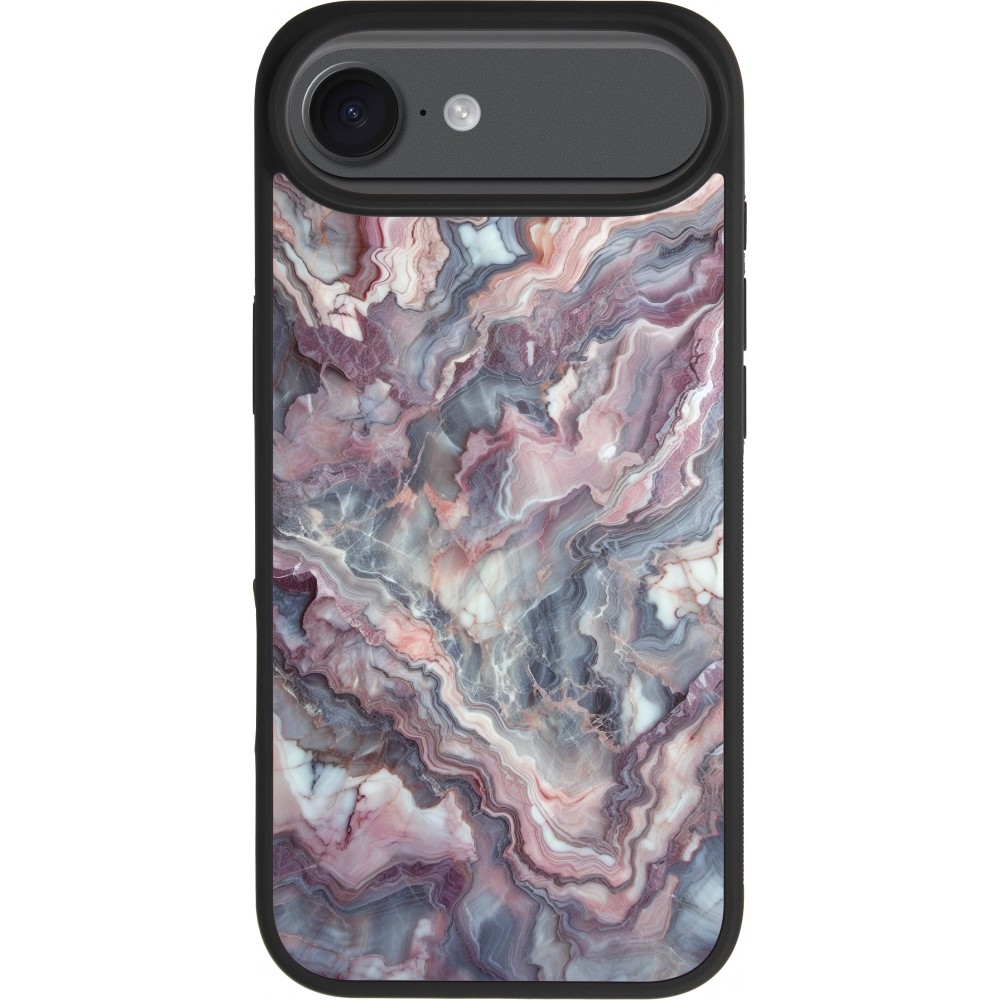 iPhone Air Case Hülle - Silikon schwarz Violetter silberner Marmor