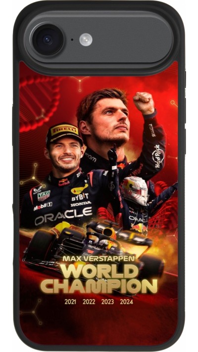 Coque iPhone Air - Silicone rigide noir Max Verstappen Champion 2023