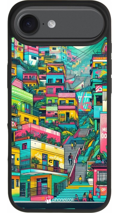 Coque iPhone Air - Silicone rigide noir Medellin Comuna 13 Art