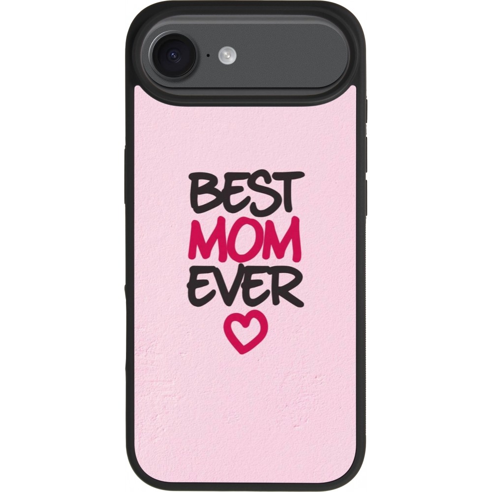 Coque iPhone Air - Silicone rigide noir Mom 2023 best Mom ever pink