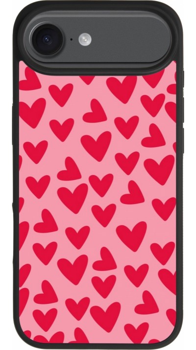 Coque iPhone Air - Silicone rigide noir Mom 2024 petits coeurs