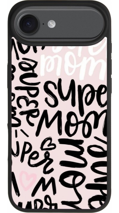 Coque iPhone Air - Silicone rigide noir Mom 2024 Super mom