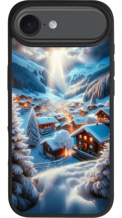 Coque iPhone Air - Silicone rigide noir Mont Neige Lumière