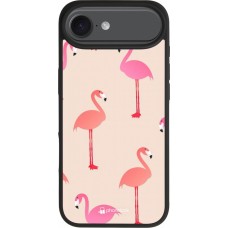Coque iPhone Air - Silicone rigide noir Pink Flamingos Pattern