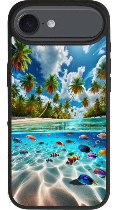 Coque iPhone Air - Silicone rigide noir Plage Paradis