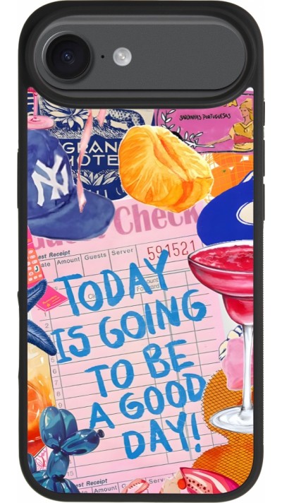 Coque iPhone Air - Silicone rigide noir Preppy Today is Going to be a good day