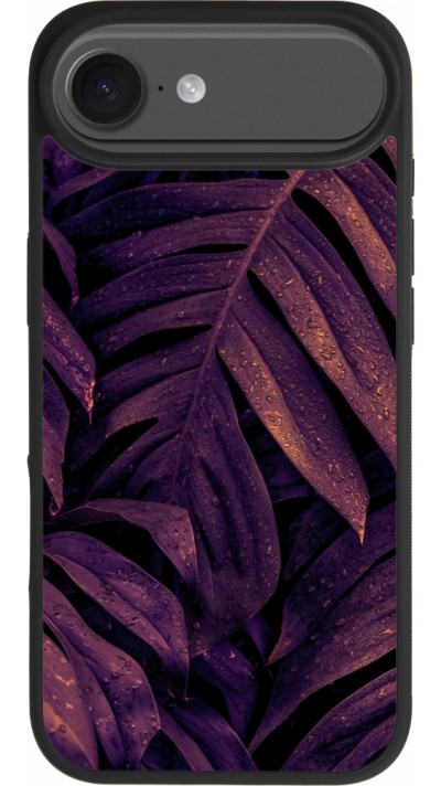 Coque iPhone Air - Silicone rigide noir Purple Light Leaves