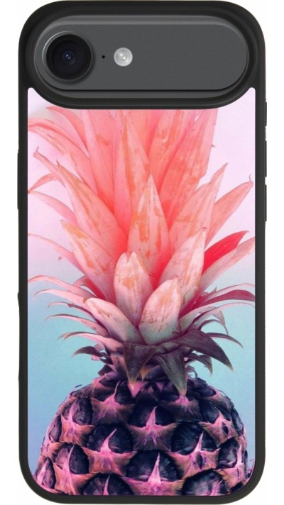 Coque iPhone Air - Silicone rigide noir Purple Pink Pineapple