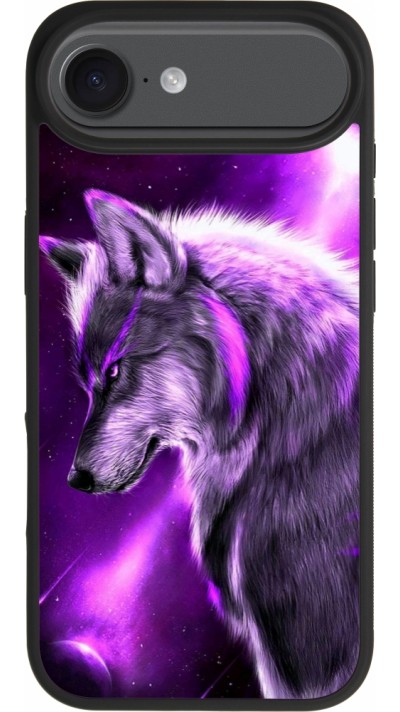 Coque iPhone Air - Silicone rigide noir Purple Sky Wolf