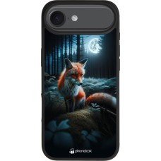Coque iPhone Air - Silicone rigide noir Renard lune forêt