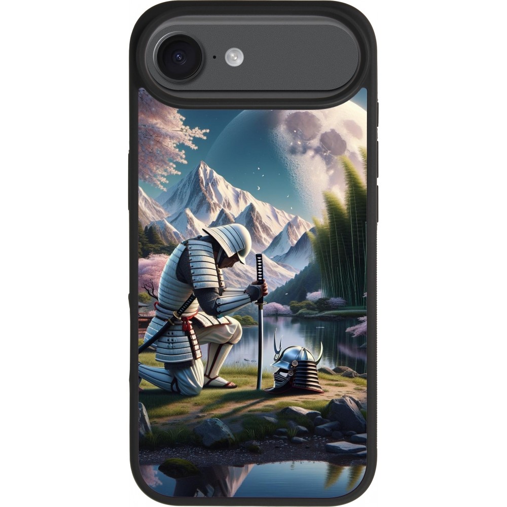iPhone Air Case Hülle - Silikon schwarz Samurai Katana Mond
