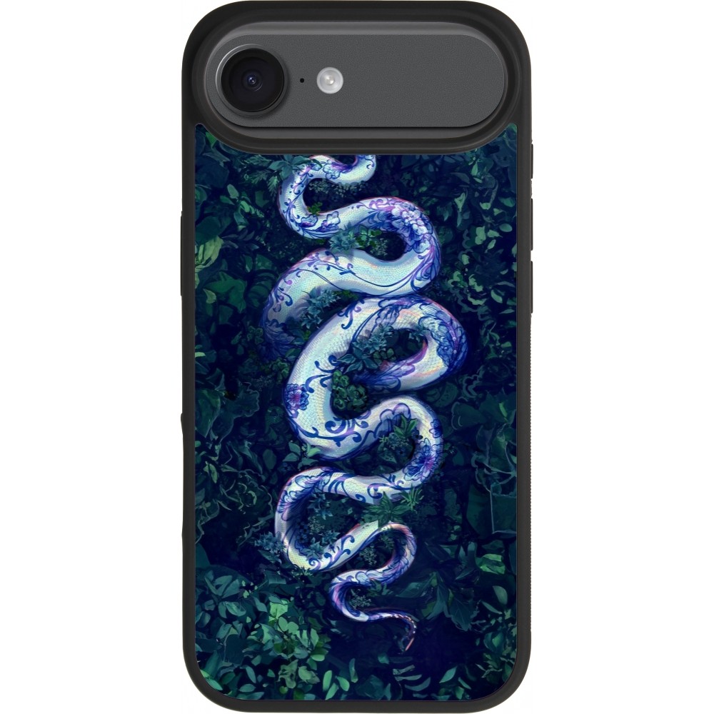 Coque iPhone Air - Silicone rigide noir Serpent Blue Anaconda
