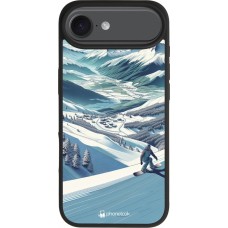 Coque iPhone Air - Silicone rigide noir Snowboarder Montagne