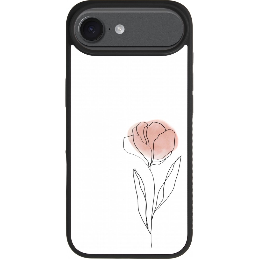 Coque iPhone Air - Silicone rigide noir Spring 23 minimalist flower
