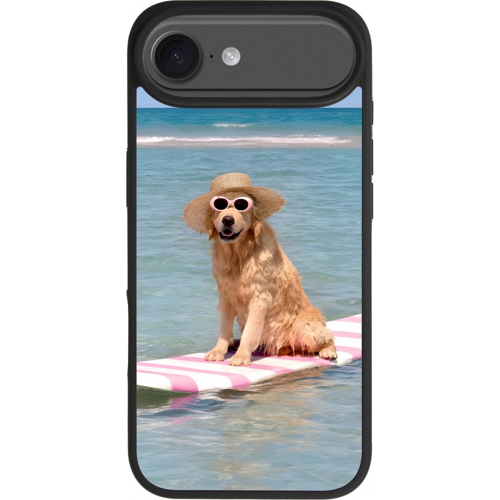 iPhone Air Case Hülle - Silikon schwarz Summer Dog on Paddle