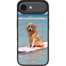 iPhone Air Case Hülle - Silikon schwarz Summer Dog on Paddle