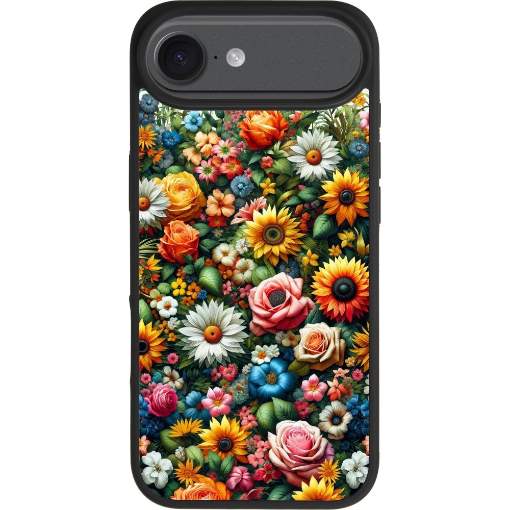 iPhone Air Case Hülle - Silikon schwarz Sommer Blumenmuster
