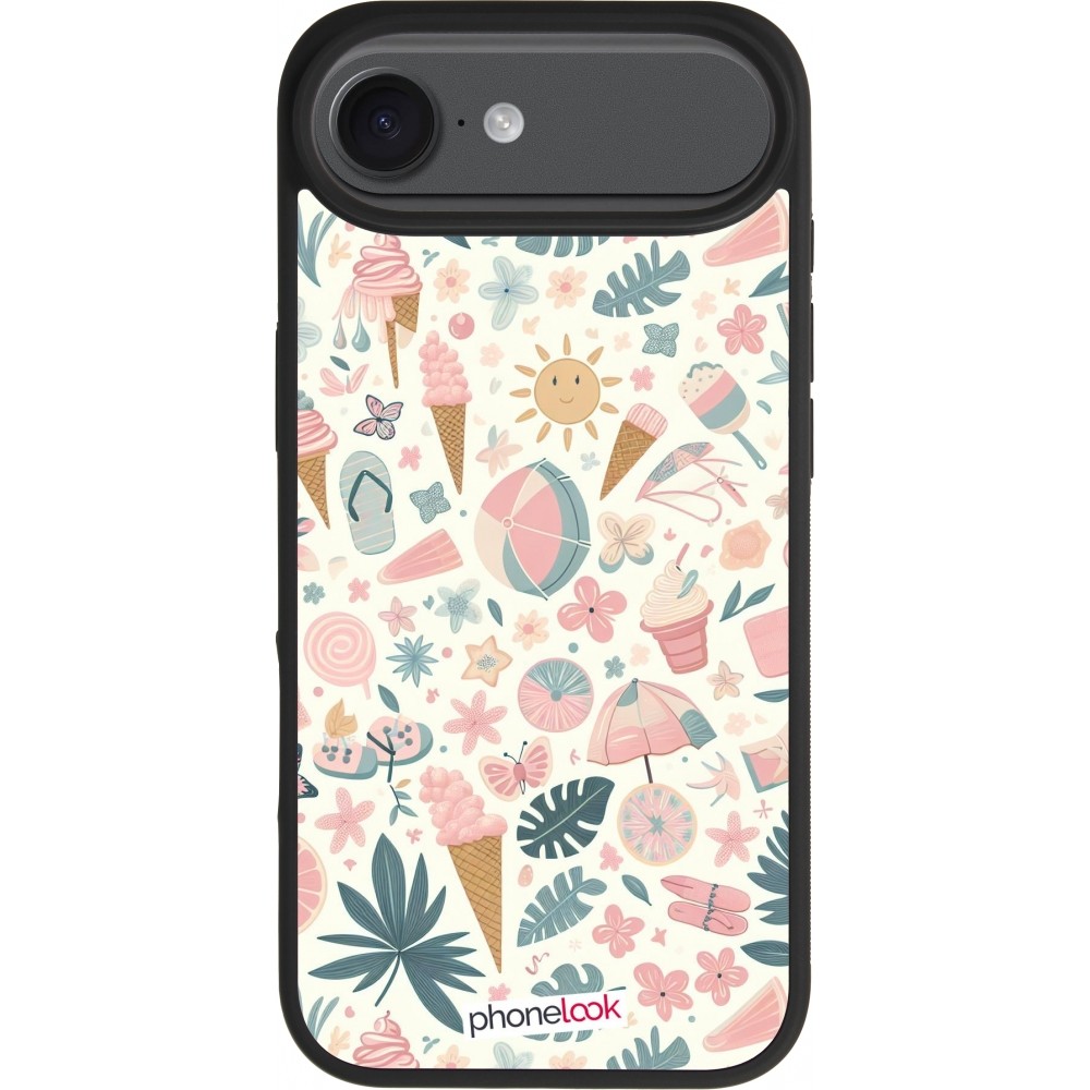 iPhone Air Case Hülle - Silikon schwarz Sommer Pink Muster