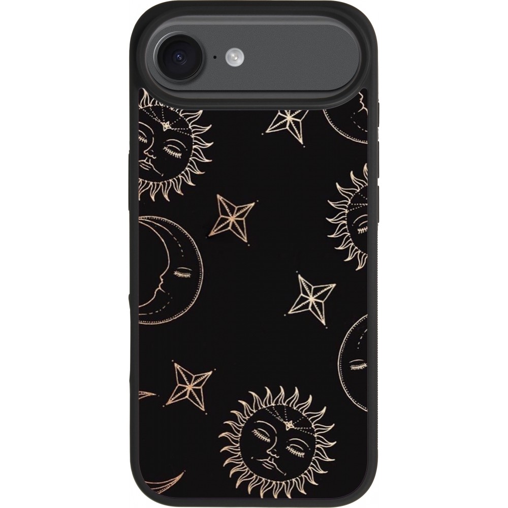 Coque iPhone Air - Silicone rigide noir Suns and Moons