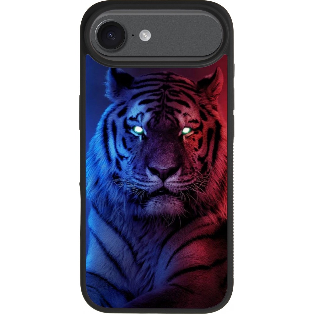 Coque iPhone Air - Silicone rigide noir Tiger Blue Red