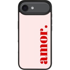 Coque iPhone Air - Silicone rigide noir Valentine 2024 amor
