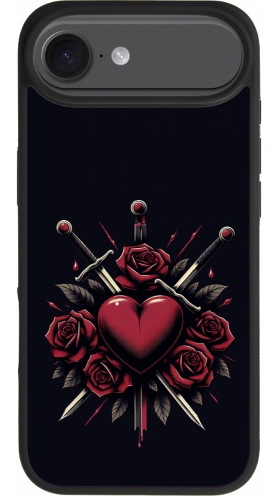Coque iPhone Air - Silicone rigide noir Valentine 2024 gothic love