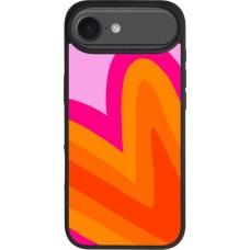 Coque iPhone Air - Silicone rigide noir Valentine 2024 heart gradient