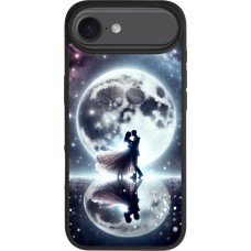 Coque iPhone Air - Silicone rigide noir Valentine 2024 Love under the moon