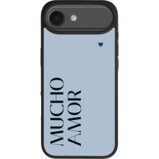 Coque iPhone Air - Silicone rigide noir Valentine 2024 mucho amor azul