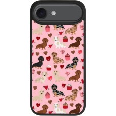 Coque iPhone Air - Silicone rigide noir Valentine 2024 puppy love