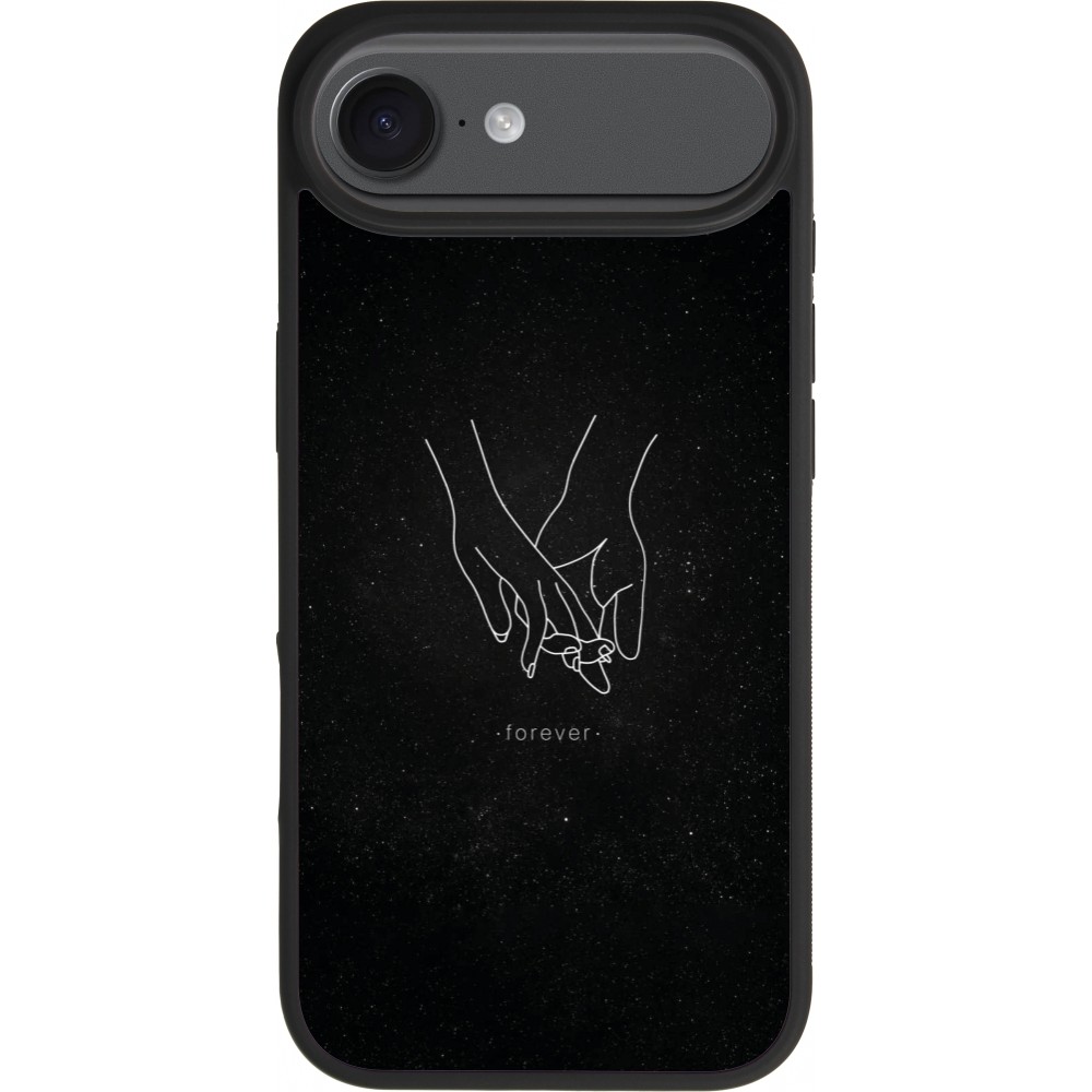 Coque iPhone Air - Silicone rigide noir Valentine 2023 hands forever