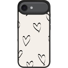Coque iPhone Air - Silicone rigide noir Valentine 2023 minimalist hearts