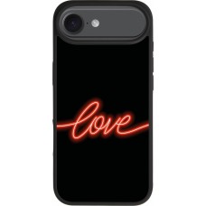 Coque iPhone Air - Silicone rigide noir Valentine 2023 neon love