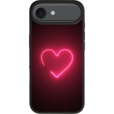 Coque iPhone Air - Silicone rigide noir Valentine 2023 single neon heart
