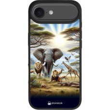 Coque iPhone Air - Silicone rigide noir Vie sauvage africaine