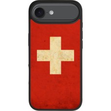 Coque iPhone Air - Silicone rigide noir Vintage Flag SWISS