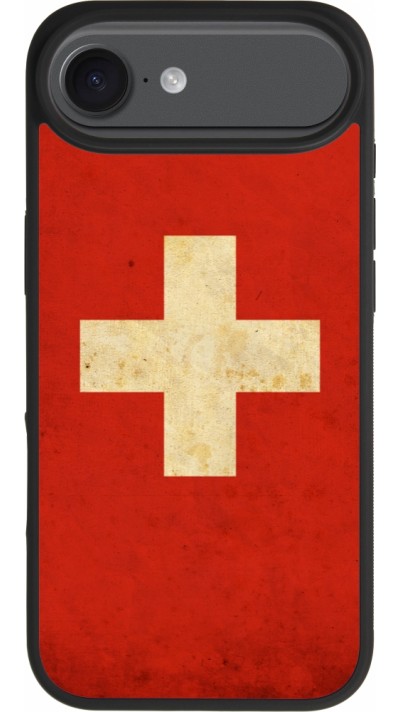 Coque iPhone Air - Silicone rigide noir Vintage Flag SWISS