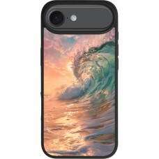 Coque iPhone Air - Silicone rigide noir Wave Sunset