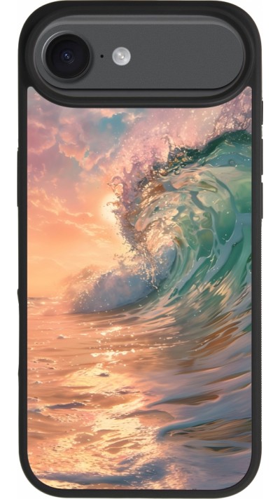 Coque iPhone Air - Silicone rigide noir Wave Sunset