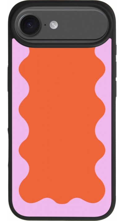 Coque iPhone Air - Silicone rigide noir Wavy Rectangle Orange Pink