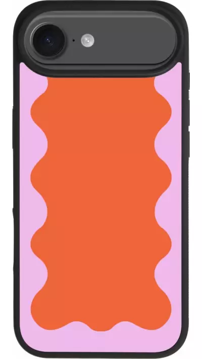 iPhone Air Case Hülle - Silikon schwarz Wavy Rectangle Orange Pink