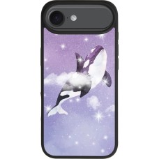 Coque iPhone Air - Silicone rigide noir Whale in sparking stars
