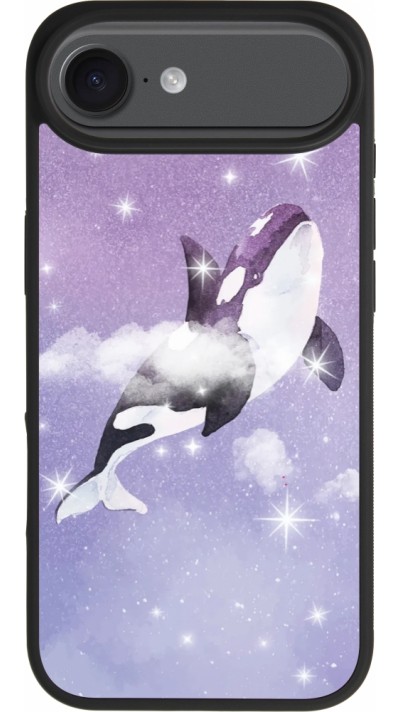 Coque iPhone Air - Silicone rigide noir Whale in sparking stars