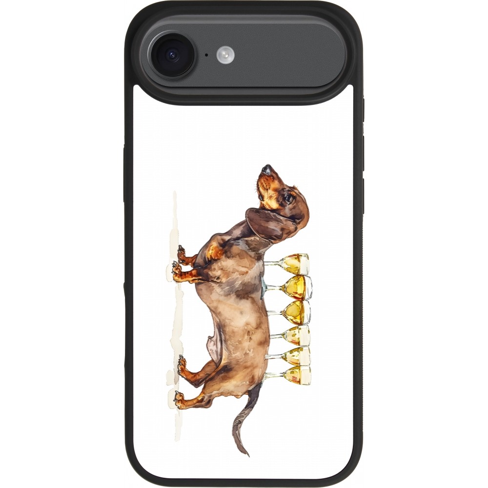 Coque iPhone Air - Silicone rigide noir Wine Teckel